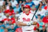 FILE - This July 12, 2019, file photo shows Philadelphia Phillies' Jay Bruce preparing to bat during a baseball game against the Washington Nationals, in Philadelphia. The minute word leaked that the designated hitter was coming to the National League this season, fans and front offices alike began pinpointing the perfect candidates. (AP Photo/Matt Slocum, File)