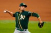 FILE - In this Friday, Sept. 11, 2020 file photo, Oakland Athletics relief pitcher Joakim Soria throws to the Texas Rangers in the ninth inning of a baseball game in Arlington, Texas. The Arizona Diamondbacks have agreed to terms on a one-year, $3.5 million deal with veteran relief pitcher Joakim Soria, according to a person with knowledge of the negotiations, Wednesday, Feb. 3, 2021. (AP Photo/Tony Gutierrez, File)
