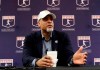 FILE - In this Feb. 19, 2017, file photo, Major League Players Association Executive Director Tony Clark, answers questions at a news conference in Phoenix. Commissioner Rob Manfred says there might be no major league season after a breakdown in talks between teams and the union on how to split up money in a season delayed by the coronavirus pandemic. The league also said several players have tested positive for COVID-19. Two days after union head Clark declared additional negotiations futile, Deputy Commissioner Dan Halem sent a seven-page letter to players' association chief negotiator Bruce Meyer asking the union whether it will waive the threat of legal action and tell MLB to announce a spring training report date and a regular season schedule. (AP Photo/Morry Gash, File)