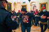 Trump supporters gesture to U.S. Capitol Police in the hallway outside of the Senate chamber at the Capitol in Washington, Wednesday, Jan. 6, 2021. (AP Photo/Manuel Balce Ceneta)
