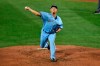 Toronto Blue Jays pitcher Shun Yamaguchi throws to a New York Yankees batter during the fifth inning of a baseball game in Buffalo, N.Y., Tuesday, Sept. 8, 2020. (AP Photo/Adrian Kraus)