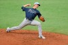 FILE - In this July 16, 2020, file photo, Tampa Bay Rays' Oliver Drake throws during the baseball team's scrimmage in St. Petersburg, Fla. The Rays have signed Drake to a $775,000, one-year contract and finalized a $2.5 million, one-year contract with free agent left-hander Rich Hill. The AL champions announced the deals Wednesday night, Feb. 17, 2021. (AP Photo/Mike Carlson, File)