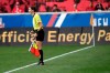 FILE - In this Sept. 22, 2018, file photo, official Kathryn Nesbitt watches during the first half of an MLS soccer match between the New York Red Bulls and Toronto FC in Harrison, N.J. When the Portland Timbers play Orlando City in the MLS is Back tournament championship on Tuesday night, Aug. 11, assistant referee Nesbitt will become the first woman to work a Major League Soccer title game. Nesbitt and Felisha Mariscal are the only two women among more than 40 officials that have been sequestered — just like the teams — in Florida for the monthlong tournament. (AP Photo/Julio Cortez, File)