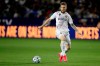 FILE - In this March 7, 2020, file photo, LA Galaxy forward Aleksandar Katai controls the ball against the Vancouver Whitecaps during the second half of an MLS soccer match in Carson, Calif. The Galaxy will meet with Katai on Thursday, June 4, to discuss a series of alarming social media posts by his wife. Tea Katai made the since-deleted posts on her Instagram Story this week, the Galaxy confirmed Wednesday night in a statement. The team will meet with Katai to 