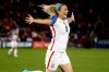 FILE - In this Sept. 15, 2017, file photo, United States defender Julie Ertz (8) celebrates after scoring a goal against New Zealand during the first half of an international friendly soccer match in Commerce City, Colo. Ertz has been named the U.S. Soccer women's Player of the Year on Friday, Dec. 13, 2019, for the second time. Ertz also won the award in 2017 and she won the federation's Young Player of the Year honors in 2012. (AP Photo/Jack Dempsey, File)