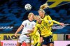 United States' Lindsey Horan, left, and Sweden's Caroline Seger (17) and Linda Sembrant battle for a head ball during the women's international friendly soccer match between Sweden and USA at Friends Arena in Stockholm, Sweden, Saturday, April 10, 2021. (Claudio Bresciani/TT via AP)