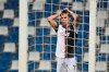 Juventus' Cristiano Ronaldo reacts during a Serie A soccer match between Sassuolo and Juventus at the Mapei Stadium in Reggio Emilia, Italy, Wednesday, July 15, 2020. (Massimo Paolone/LaPresse via AP)