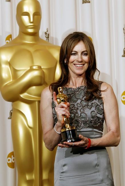 FILE - In this March 7, 2010 file photo, director Kathryn Bigelow poses backstage with the Oscar for best achievement in directing for