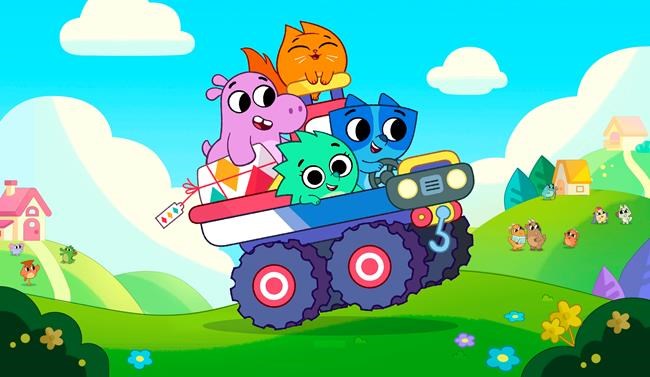 This image released by Guru Studio shows, clockwise from left, Tibor the hippo, Hazel the cat, Axel the raccoon and Suki the hedgehog from the series