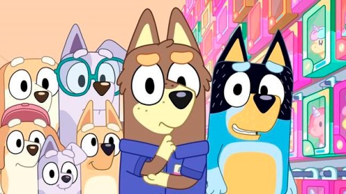 This image released by Disney Channel shows the character Alfie, voiced by Robert Irwin, center, in a scene from the animated series 