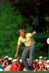 FILE - In this April 13, 1986, file photo, Jack Nicklaus watches his putt drop for a birdie on the 17th hole during the Masters golf tournament at Augusta National in Augusta, Ga. Nicklaus turns 80 on Tuesday, Jan. 21, 2020, and still remains a big part of golf conversations. (AP Photo/Phil Sandlin, File)