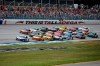 FILE - In this Oct 14, 2019, file photo, Ryan Blaney (12) leads a pack of cars through the tri-oval during a NASCAR Cup series auto race at Talladega Superspeedway in Talladega, Ala. The heat is on at Talladega Superspeedway, and not just for the drivers at a track known for high-speed chaos. It's also another test run for security and safety protocols with fans starting to return in limited numbers to some sporting events. NASCAR is permitting up to 5,000 fans and, officials hope, zero Confederate flags to attend the NASCAR Cup series race Sunday, June 21, 2020, along with 44 motor homes. (AP Photo/Butch Dill, File)