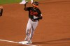 Baltimore Orioles' Cedric Mullins celebrates after his home run off Toronto Blue Jays pitcher Shun Yamaguchi during the fifth inning of a baseball game, Friday, Sept. 25, 2020, in Buffalo, N.Y. (AP Photo/Jeffrey T. Barnes)