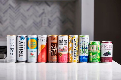 This January 2020 photo shows a selection of hard seltzer on a counter in New York. The most recent 
