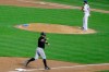 Miami Marlins' Francisco Cervelli gestures to teammates as he runs the bases after hitting a three-run home run during the second inning of a baseball game as New York Mets starting pitcher Michael Wacha, right, reacts Friday, Aug. 7, 2020, in New York. (AP Photo/Frank Franklin II)
