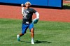 New York Mets starting pitcher Marcus Stroman throws in the outfield during baseball practice at Citi Field, Thursday, July 16, 2020, in New York. (AP Photo/Kathy Willens)