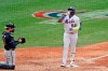 New York Mets' Yoenis Cespedes, right, celebrates his solo home run during the seventh inning of a baseball game against the Atlanta Braves at Citi Field, Friday, July 24, 2020, in New York. (AP Photo/Seth Wenig)