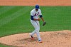 New York Mets relief pitcher Edwin Diaz reacts after the last out of a baseball game against the Atlanta Braves at Citi Field, Friday, July 24, 2020, in New York. (AP Photo/Seth Wenig)