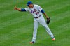 New York Mets relief pitcher Edwin Diaz reacts after the last out of a baseball game against the Atlanta Braves at Citi Field, Friday, July 24, 2020, in New York. (AP Photo/Seth Wenig)