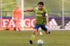 FILE - In this Tuesday, Nov. 24, 2020 file photo, Seattle Sounders midfielder Nicolas Lodeiro readies a kick during the first half of the team's MLS playoff soccer match against Los Angeles FC in Seattle. The Seattle Sounders are known for making the Major League Soccer postseason in each year of the club’s existence. The team has also shown the ability to correctly assess when it needs to overhaul its personnel, whether it’s bringing in an influx of fresh talent or giving younger players in the system a chance. That's the decision the Sounders made going into the 2021 season.(AP Photo/Ted S. Warren, File)