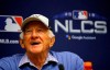 Milwaukee Brewers sportscaster Bob Uecker speaks at a news conference Friday, Oct. 12, 2018, in Milwaukee. Uecker describes the most unique season of his half century as a Milwaukee Brewers' broadcaster with the wit that has helped make him one of the game‚Äôs most recognizable voices. ‚ÄúAll of this stuff for me is totally new,‚Äù Uecker said Wednesday, July 22, 2020 during a Zoom session with reporters. (AP Photo/Charlie Riedel)