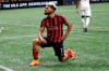 FILE - In this Oct. 24, 2019 file photo Atlanta United forward Josef Martinez (7) strikes a pose after scoring a goal in second half of an MLS Eastern Conference Semifinal playoff soccer match against the Philadelphia Union in Atlanta. Martinez will undergo surgery after tearing the ACL in his right knee during the season-opening match at expansion Nashville, dealing a huge blow to one of Major League Soccer's top teams. United announced the diagnosis Sunday, March 1, 2020 for the league's 2018 MVP but did not disclose if the anterior cruciate ligament was completely torn. (AP Photo/John Bazemore, file)