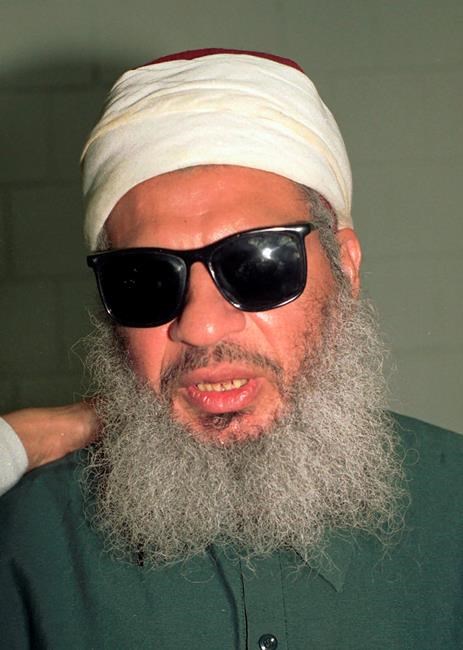 FILE-- This Nov. 1993 file photo shows Sheik Omar Abdel-Rahman. The crime of sedition has rarely been prosecuted in U.S. history. The last person to be convicted of that offense was Sheikh Omar Abdel-Rahman, whose anti-American sermons inspired a plot to blow up New York City landmarks. (AP Photo, File)