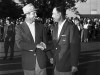 FILE - In this April 12, 1954, file photo, Sam Snead, left, shakes hands with Ben Hogan after Snead won the Masters in Augusta, Ga. A panel of 15 golf writers voted this the sixth-best Masters. (AP Photo/File)