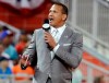 FILE - In this July 11, 2017, file photo, former Major League Baseball player Alex Rodriguez reports from the field during the MLB baseball All-Star Game in Miami. Rodriguez, among four groups of bidders for a possible purchase of the New York Mets, called for baseball players to accept the type of revenue-sharing system that is tied to a salary cap and sparked quick opposition from the union. (AP Photo/Lynne Sladky, File)