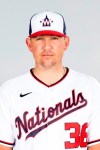 File-This is a 2021 photo of reliever Will Harris of the Washington Nationals baseball team. Harris has a blood clot in his right arm and is leaving spring training camp to be examined by a specialist, manager Dave Martinez said Friday, March 19, 2021. (Mary DeCicco/MLB Photos via AP)