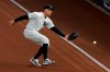 New York Yankees right fielder Aaron Judge fields Baltimore Orioles Trey Mancini's third inning ground rule double in a baseball game, Tuesday, April 6, 2021, at Yankee Stadium in New York. (AP Photo/Kathy Willens)