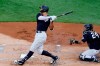 New York Yankees' Aaron Judge follows through on a solo home run off James Paxton during an intrasquad game aWednesday, July 15, 2020, at Yankee Stadium in New Yo, Yankees catcher Gary Sanchez is behind the plate. (AP Photo/Kathy Willens)