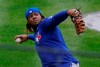 Toronto Blue Jays Vladimir Guerrero Jr. prepares to throw the ball in fielding drills during a workout, Wednesday, March 31, 2021, at Yankee Stadium in New York. The Blue Jays face the New York Yankees on opening day Thursday in New York. (AP Photo/Kathy Willens)