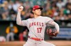 Los Angeles Angels' Shohei Ohtani pitches against the Oakland Athletics during the fifth inning of a baseball game in Oakland, Calif., Monday, July 19, 2021. (AP Photo/Jeff Chiu)