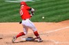 Cincinnati Reds' Jesse Winker hits an RBI walk-off single during the tenth inning of a baseball game against the Chicago White Sox in Cincinnati, Wednesday, May 5, 2021. The Reds won 1-0. (AP Photo/Aaron Doster)