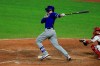 Chicago Cubs' Kris Bryant hits a two-run RBI double in the seventh inning during a baseball game against the Cincinnati Reds in Cincinnati, Wednesday, July 29, 2020. (AP Photo/Aaron Doster)
