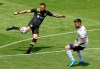 Columbus Crew SC midfielder Artur (8) volleys a shot past D.C. United midfielder Junior Moreno (5) during the second half of an MLS soccer game at Historic Crew Stadium in Columbus, Ohio, Saturday, May 8, 2021. (Adam Cairns/The Columbus Dispatch via AP)