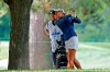 Danielle Kang hits from under a tree on the fifth fairway during the final round of the Marathon Classic LPGA golf tournament Sunday, Aug. 9, 2020, at the Highland Meadows Golf Club in Sylvania, Ohio. (AP Photo/Gene J. Puskar)