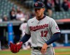 Minnesota Twins starting pitcher Jose Berrios leaves the the mound during the sixth inning of a baseball game in Cleveland, Monday, April 26, 2021. (AP Photo/Phil Long)