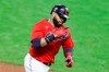 Cleveland Indians' Carlos Santana rounds the bases after hitting a two-run home run off Chicago White Sox pitcher Jace Fry during the fifth inning of a baseball game, Monday, Sept. 21, 2020, in Cleveland. (AP Photo/Ron Schwane)