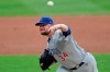 Chicago Cubs starting pitcher Jon Lester deliver in the first inning in a baseball game against the Cleveland Indians, Tuesday, Aug. 11, 2020, in Cleveland. (AP Photo/Tony Dejak)