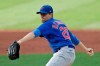 Chicago Cubs starting pitcher Kyle Hendricks delivers in the first inning in a baseball game against the Cleveland Indians, Wednesday, Aug. 12, 2020, in Cleveland. (AP Photo/Tony Dejak)