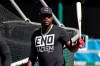 Cleveland Indians' Franmil Reyes waits to bat during batting practice before a baseball game against the Kansas City Royals, Friday, July 24, 2020, in Cleveland. (AP Photo/Tony Dejak)