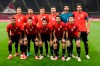 Players of Egypt pose for the group photo prior to their men's soccer match against Spain at the 2020 Summer Olympics, Thursday, July 22, 2021, in Sapporo, Japan. (AP Photo/SIlvia Izquierdo)