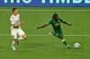 Portland Timbers' Yimmi Chara shoots on goal next to an LA Galaxy player during the first half of an MLS soccer match Wednesday, Oct. 28, 2020, in Portland, Ore. (Sean Meagher/The Oregonian via AP)