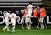 The Colorado Rapids celebrate after scoring a goal during the second half of an MLS soccer match against the Portland Timbers in Portland, Ore., Wednesday, Nov. 4, 2020. (AP Photo/Steve Dykes)