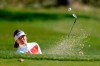 Hannah Green, of Australia, hits from the bunker on the eighth hole during a practice round at the KPMG Women's PGA Championship golf tournament at the Aronimink Golf Club, Wednesday, Oct. 7, 2020, in Newtown Square, Pa. (AP Photo/Matt Slocum)
