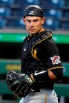 FILE - In this July 15, 2020, file photo, Pittsburgh Pirates catcher Luke Maile looks to the dugout during an intrasquad baseball game at PNC Park in Pittsburgh. Maile underwent surgery to repair a fractured right index finger on Friday, July 17. The fracture was sustained after being by hit by a pitch in Thursday's intrasquad game at PNC Park. Maile is projected to resume competitive baseball activities in 10-12 weeks. (AP Photo/Gene J. Puskar, File)