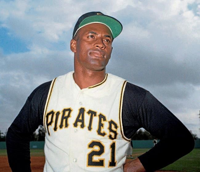 File-Pittsburgh Pirates outfielder Roberto Clemente. The Pittsburgh Pirates will honor Hall of Famer Roberto Clemente when they wear No. 21 against the Chicago White Sox on Wednesday, Sept. 9, 2020. The team believes this is an important step into having Clemente's number retired by Major League Baseball(Pittsburgh Tribune-Review via AP, File)/