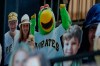 An image of the Pittsburgh Pirates Parrot mascot is mixed in with other cutout spectators in the stands behind home plate at PNC Park before a baseball game between the Pittsburgh Pirates and the Minnesota Twins, Wednesday, Aug. 5, 2020, in Pittsburgh. (AP Photo/Keith Srakocic)